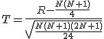 T = \frac{R - \frac{N(N+1)}{4}}{\sqrt{\frac{N(N+1)(2N+1)}{24}}}